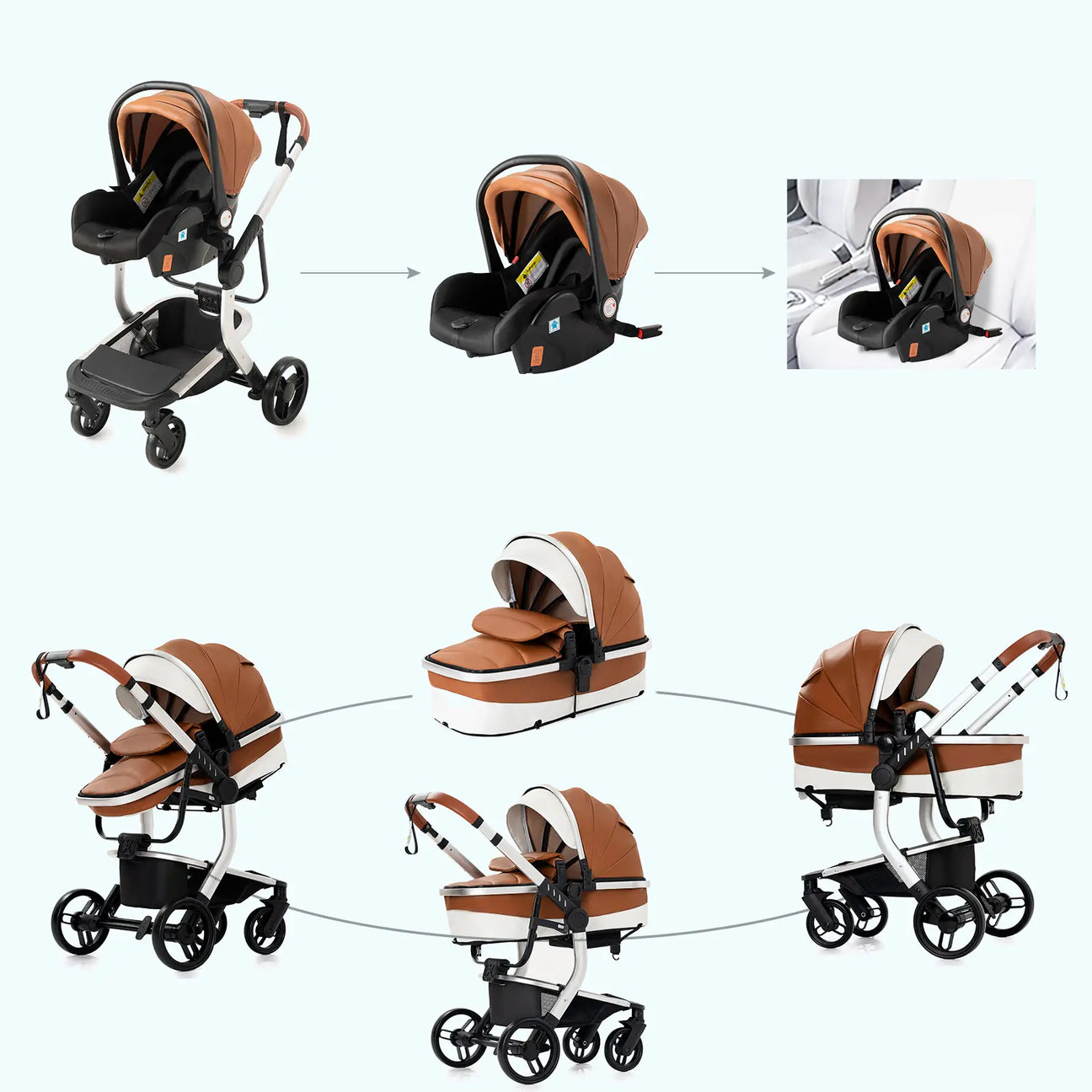 Carrinho de bebé Trio Lux Castanho