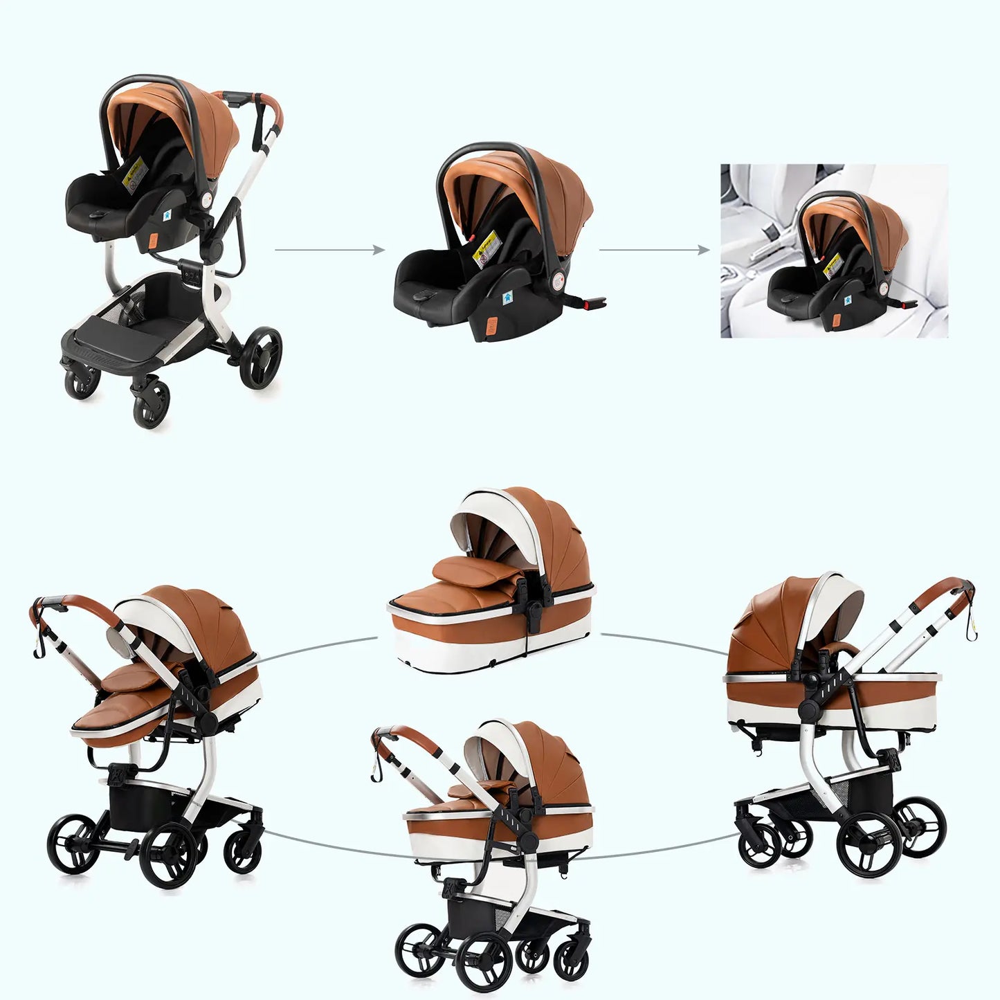 Carrinho de bebé Trio Lux Castanho