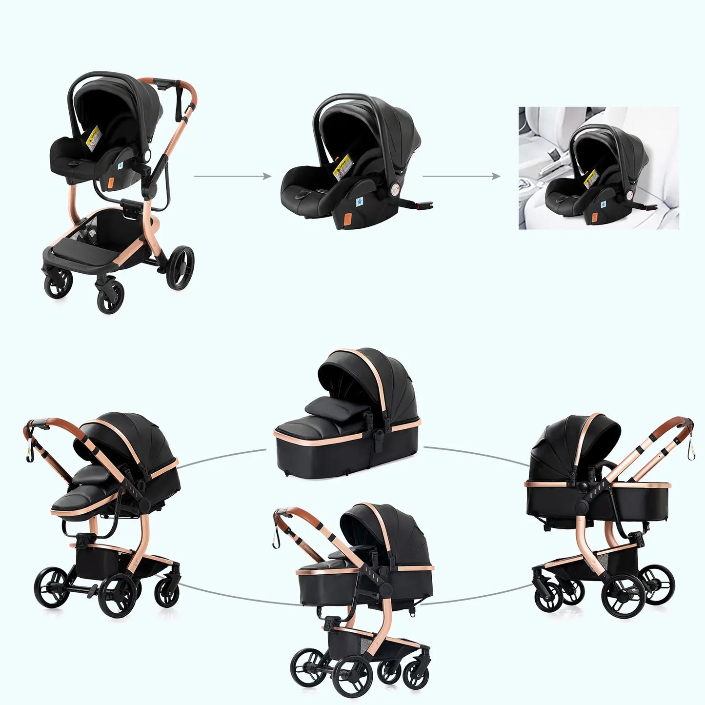 Carrinho de bebé Trio Lux Preto