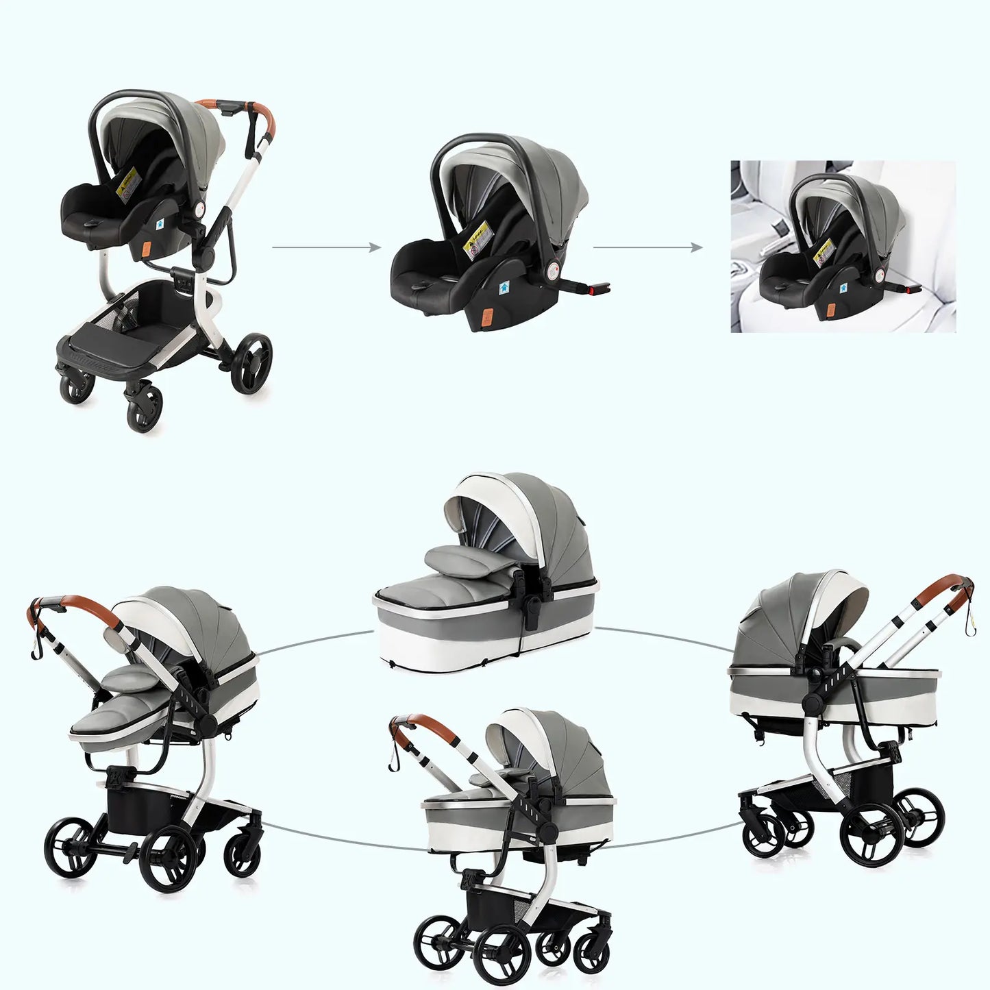 Carrinho de bebé Trio Lux Cinza