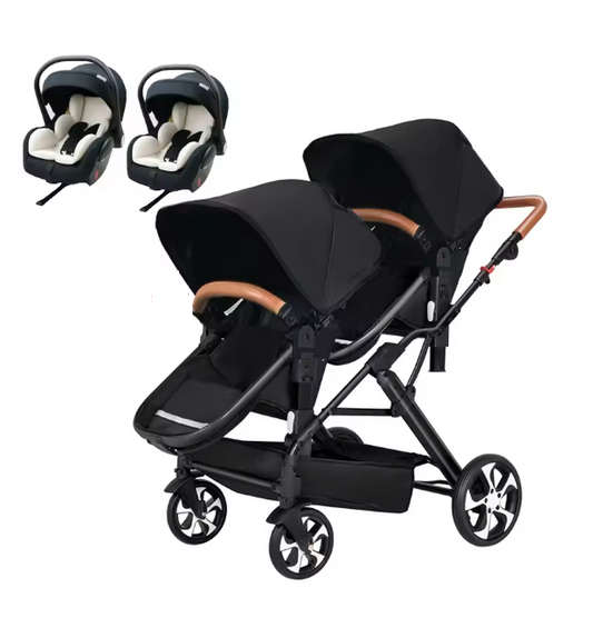 Carrinho de bebé Trio Gêmeos Preto
