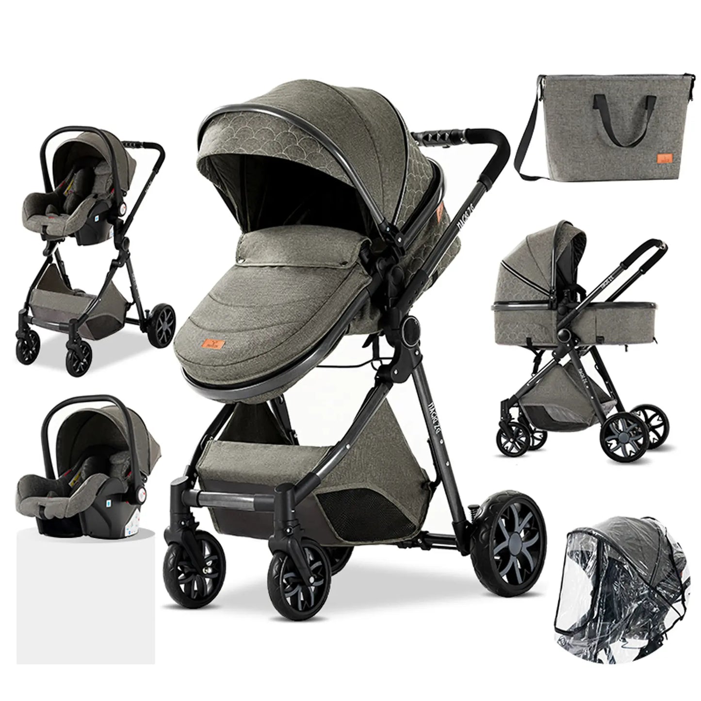 Carrinho de bebé Trio MelBaby Cinza escuro