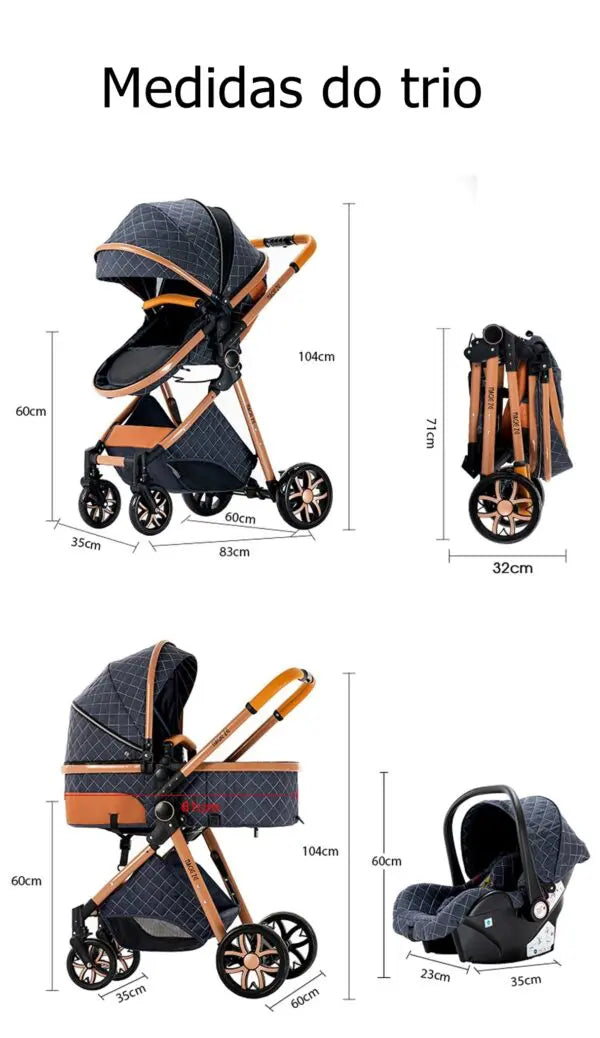 Carrinho de bebé Trio MelBaby Cinzento