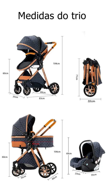 Carrinho de bebé Trio MelBaby Rosa