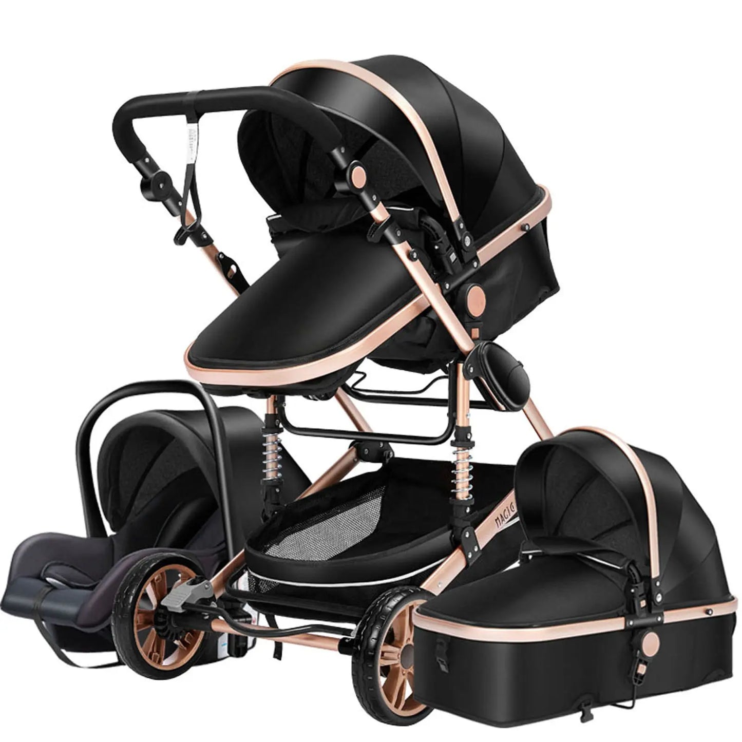 Carrinho de bebé Trio Mágico Preto / Dourado