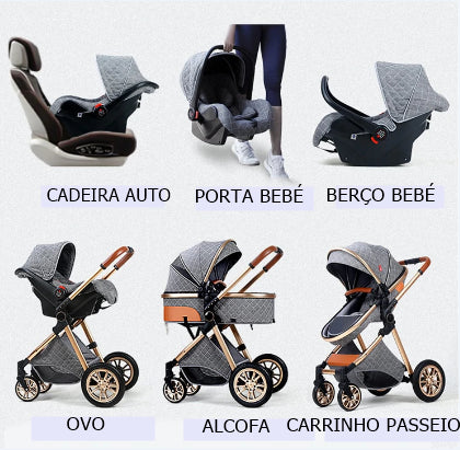 Carrinho de bebé Trio MelBaby Cinzento claro