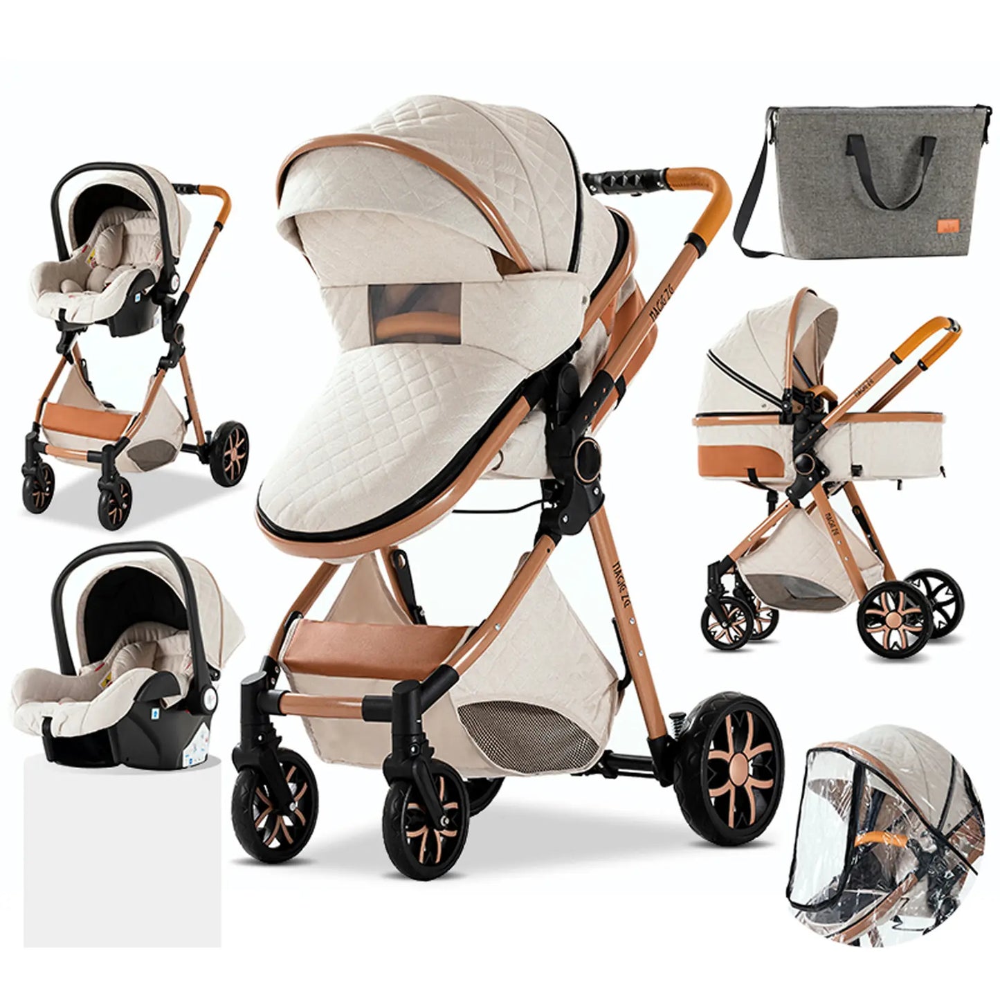 Carrinho de bebé Trio MelBaby Branco