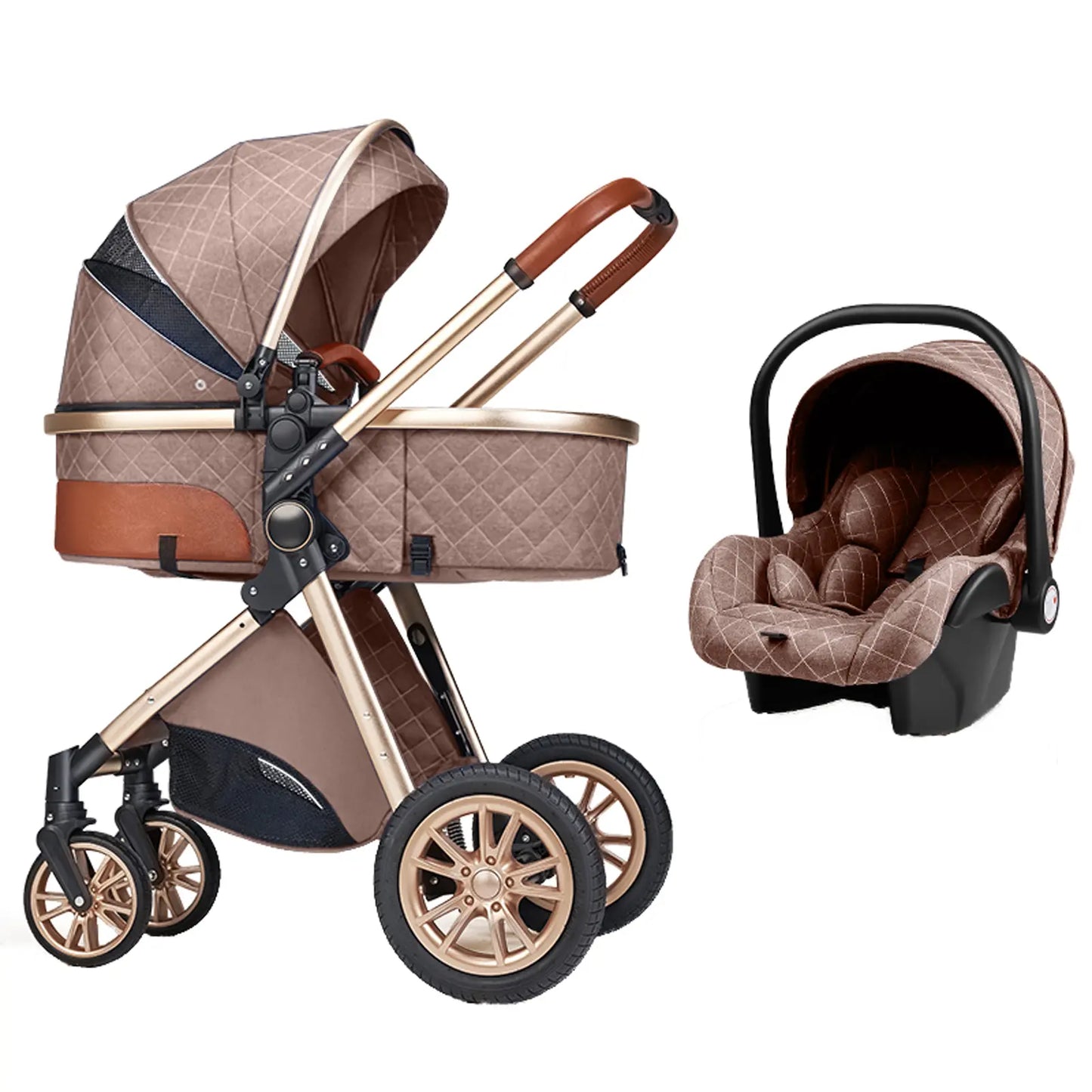 Carrinho de bebé Trio MelBaby Kaqui